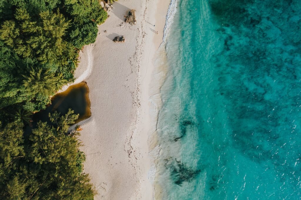 Vista de una playa de las Islas Seychelles.