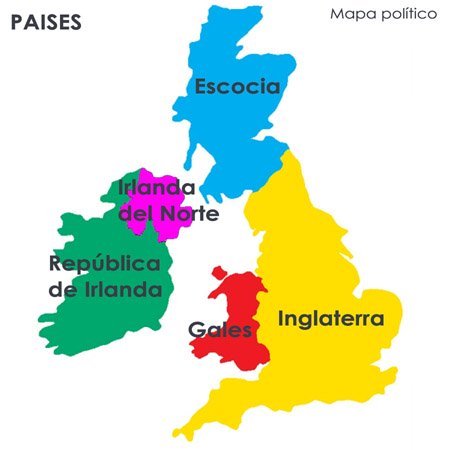 Mapa de Gran Bretaña: Gales...