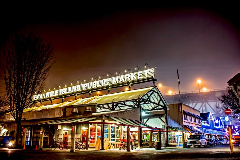 El mercado nocturno de Granville Island en Vancouver