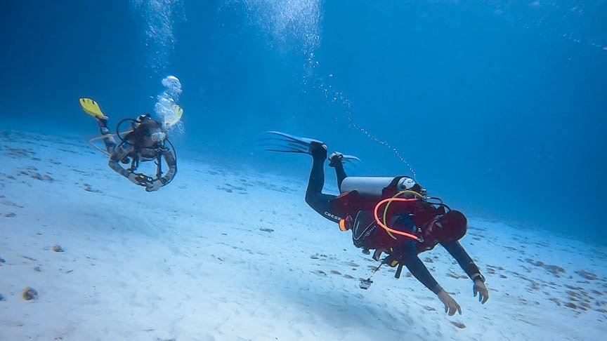 Dos personas haciendo buceo.