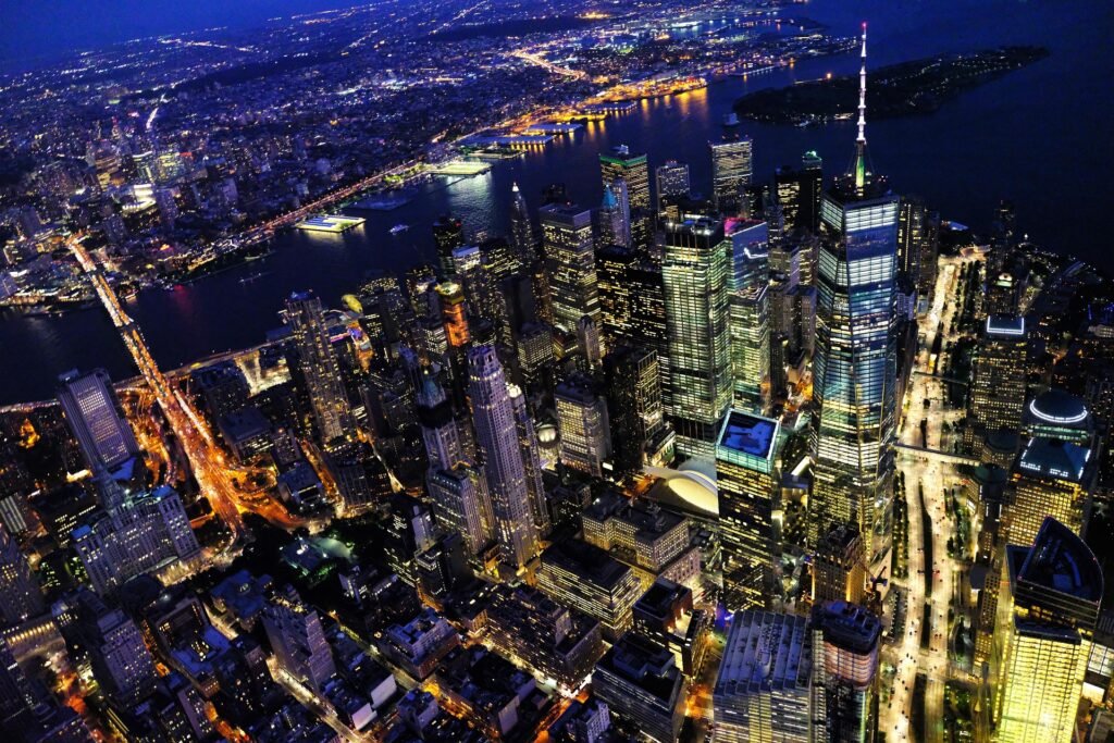 Vista nocturna de Nueva York