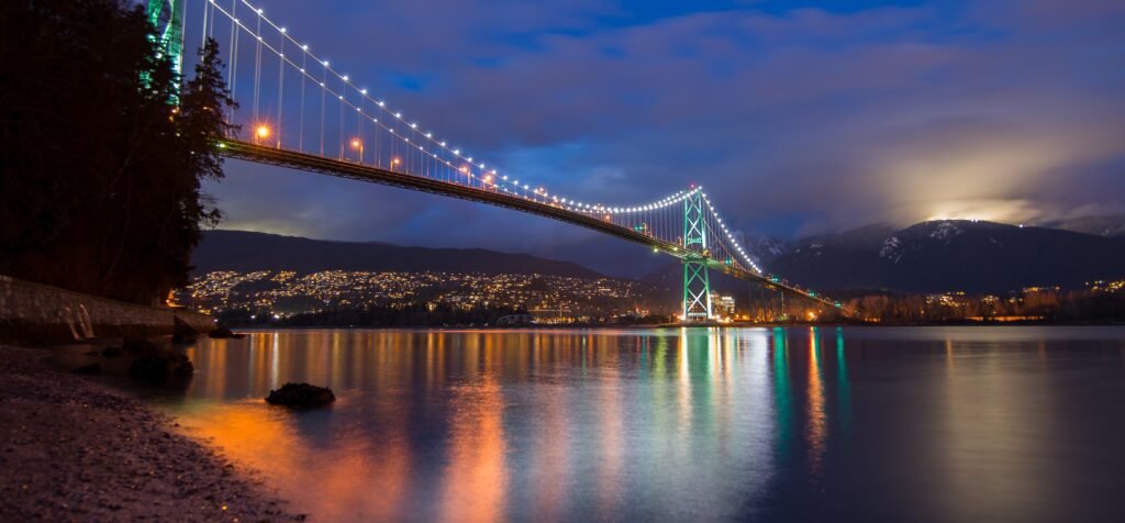 Vista del famoso puente de Vancouver.