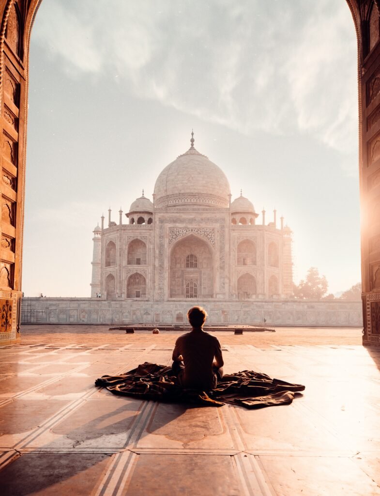 foto del Taj Mahal en el atardecer