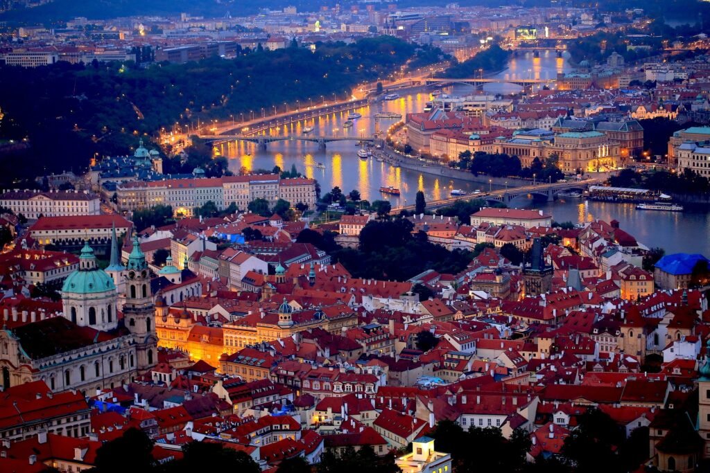 La ciudad de Praga en Europa Central