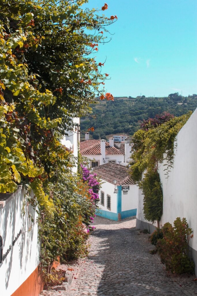 Las calles empredadas de Obidos en Portugal